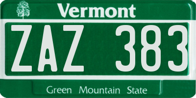 VT license plate ZAZ383