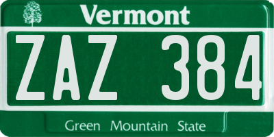 VT license plate ZAZ384