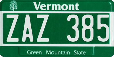 VT license plate ZAZ385