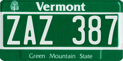 VT license plate ZAZ387