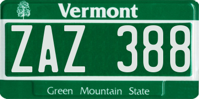 VT license plate ZAZ388