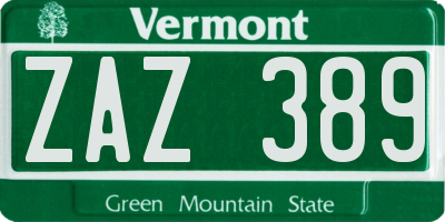 VT license plate ZAZ389