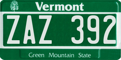 VT license plate ZAZ392