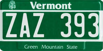 VT license plate ZAZ393