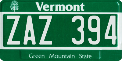 VT license plate ZAZ394