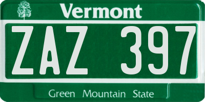 VT license plate ZAZ397