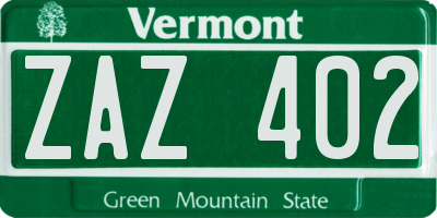 VT license plate ZAZ402