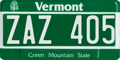 VT license plate ZAZ405