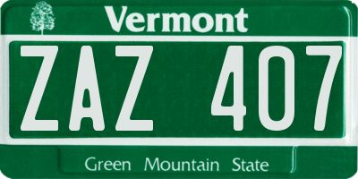 VT license plate ZAZ407