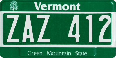 VT license plate ZAZ412