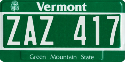 VT license plate ZAZ417