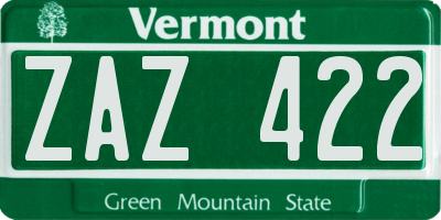 VT license plate ZAZ422