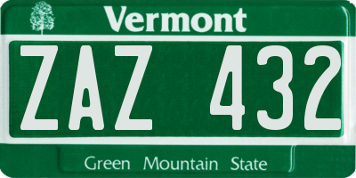 VT license plate ZAZ432