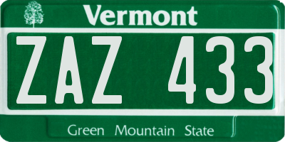 VT license plate ZAZ433