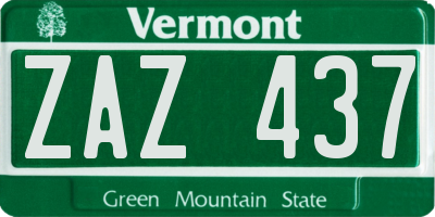 VT license plate ZAZ437
