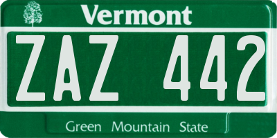 VT license plate ZAZ442