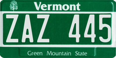 VT license plate ZAZ445