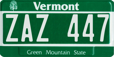 VT license plate ZAZ447