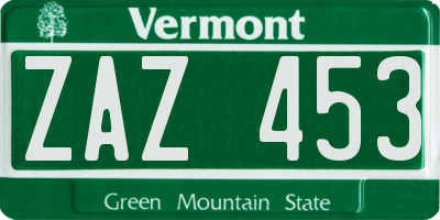 VT license plate ZAZ453