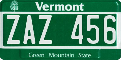 VT license plate ZAZ456