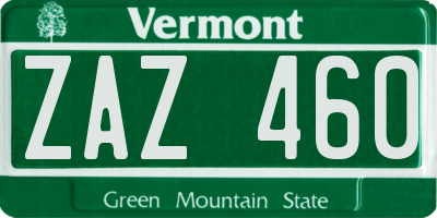 VT license plate ZAZ460