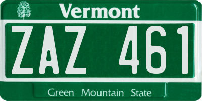 VT license plate ZAZ461