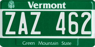 VT license plate ZAZ462