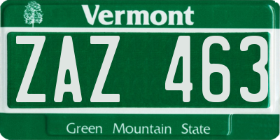 VT license plate ZAZ463