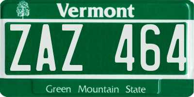 VT license plate ZAZ464