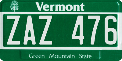 VT license plate ZAZ476