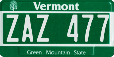 VT license plate ZAZ477