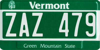 VT license plate ZAZ479