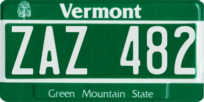 VT license plate ZAZ482