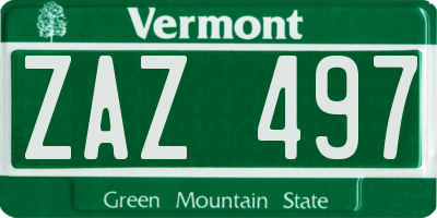 VT license plate ZAZ497