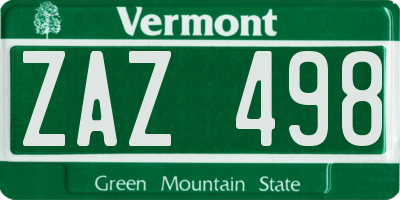 VT license plate ZAZ498