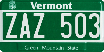 VT license plate ZAZ503