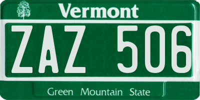 VT license plate ZAZ506