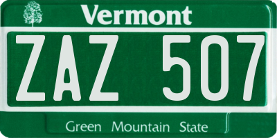 VT license plate ZAZ507