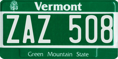 VT license plate ZAZ508