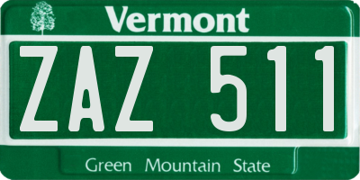 VT license plate ZAZ511