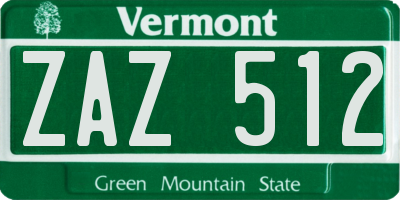 VT license plate ZAZ512