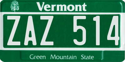 VT license plate ZAZ514