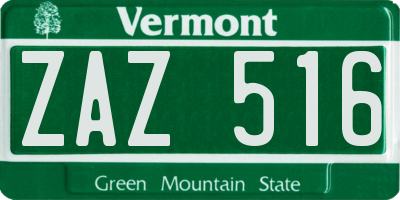 VT license plate ZAZ516
