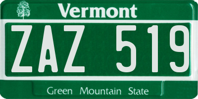 VT license plate ZAZ519