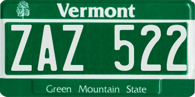 VT license plate ZAZ522