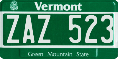 VT license plate ZAZ523