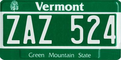 VT license plate ZAZ524