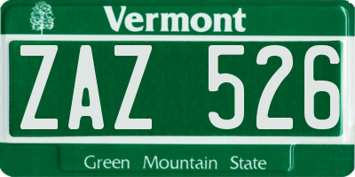 VT license plate ZAZ526