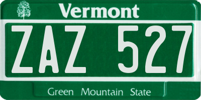 VT license plate ZAZ527