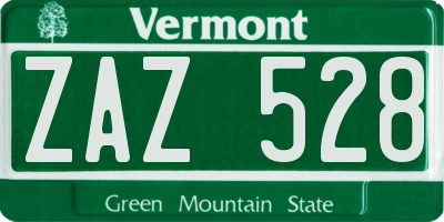 VT license plate ZAZ528